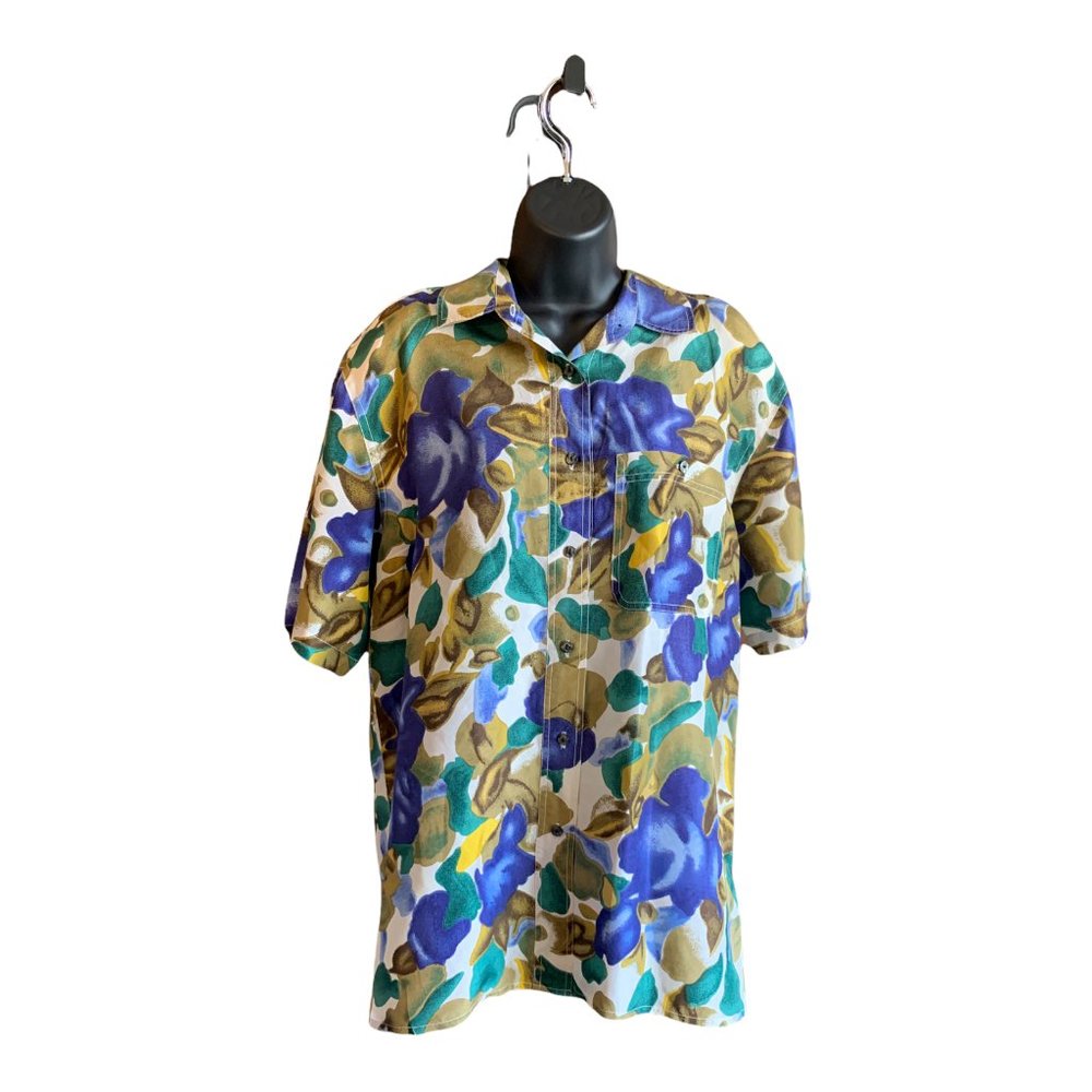 Vintage 90s Clio Button-Up Shirt Blouse 100% Silk